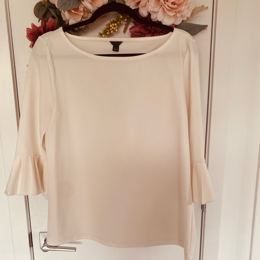 Ann Taylor cream color top with 3/4 bell sleeves
